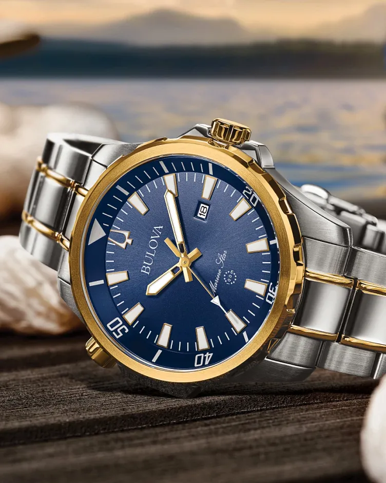 Blue Dial Stainless Steel Bracelet Marine Star 98B384 | Bulova Blue Dial Stainless Steel Bracelet Marine Star 98B384 | Bulova